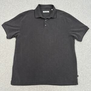 Tommy Bahama Polo Shirt SZ L Gray Black Knit Stretch Preppy Coastal Casual Top
